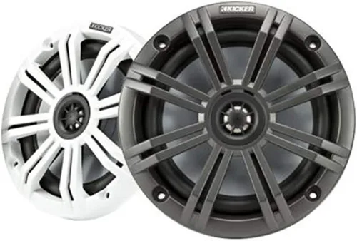 Vista 4 de Kicker Paquete de receptor de medios digitales marinos Bluetooth estilo calibre resistente a la intemperie con control remoto con cable, 4 altavoces