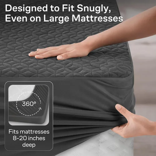 Vista 7 de Protector de colchón individual 100% impermeable, protección 360 contra derrames, manchas y accidentes para padres y dueños de mascotas, viscosa