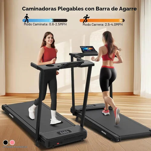 Vista 2 de ANCHEER Portable Treadmill with Incline, 3.5HP Walking Pad with Desk & Handle Bar, Foldable Treadmill for Home Office Small Space with Remote