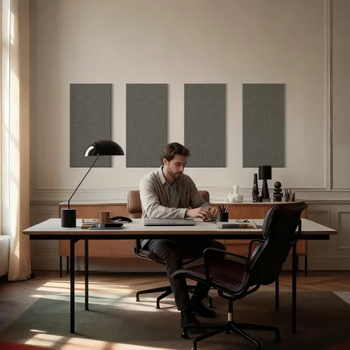 Vista 7 de 4PCS Acoustic Panels, 24"x12" Fabric Acoustic Panels for Walls, Self-Adhesive Sound Absorbing Panels for Home, Office, Studios (Dark Grey)