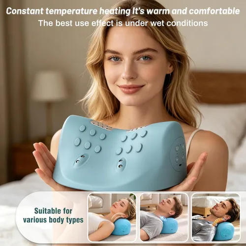 Vista 6 de Masajeador de cuello, relajante eléctrico de cuello y hombros con calor, 3 modos, almohadas para aliviar el dolor y relajación muscular, dispositivo
