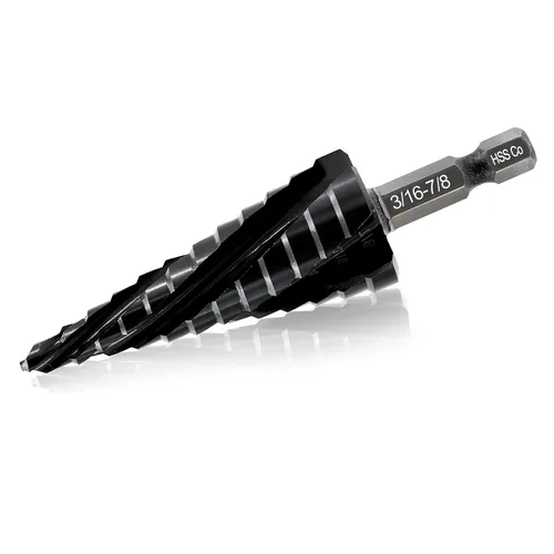 Vista 8 de FOCSTOL Broca de cuatro espirales de cobalto para flauta – Broca escalonada HSS de 1/4 a 3/4 pulgadas M35 con vástago hexagonal de cambio rápido