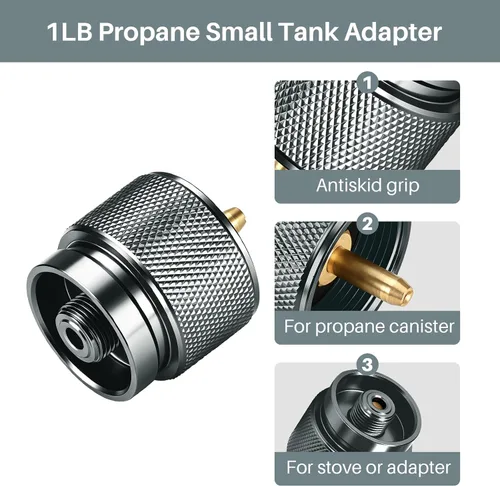 Vista 3 de Adaptador de estufa de camping 1 Lb Entrada de tanque pequeño de propano EN417 Cilindro de salida de válvula lindal LPG Adaptador de Adaptador 1
