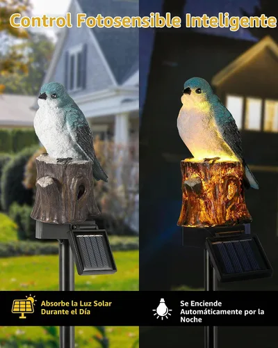Vista 2 de iStatue - Estaca de iluminación solar decorativa para jardín con forma de pájaro, figura de animal lindo impermeable al aire libre, luces