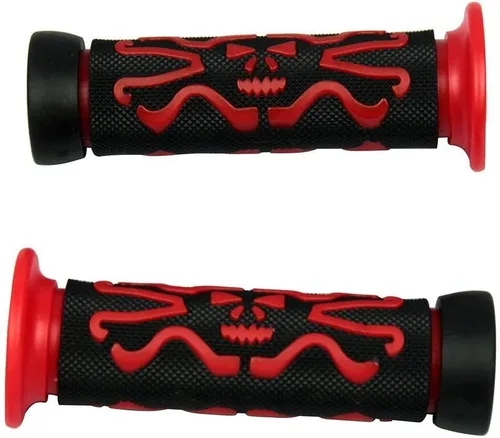 Vista 3 de Agarraderas de gel para manillar de calavera de goma 3D rojas con tapas de calavera, compatibles con Honda CRF230L