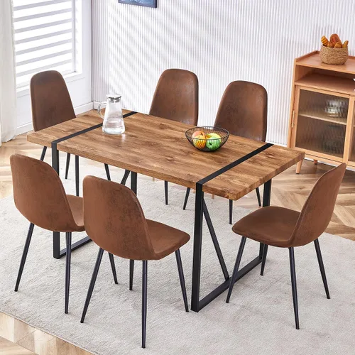 Vista 30 de Mesa de Comedor para 4-6, Mesa de Cocina de 55'', Mesas de Cocina y Comedor, Mesa de Comedor de Madera MDF con Patas de Metal para Sala de Estar
