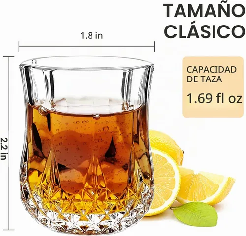 Vista 2 de JAIEF 1.7 OZ Vasos de Chupito de Tequila, Vasos de Chupito de Base Pesada, Vasos de Cordial de Cristal (4)