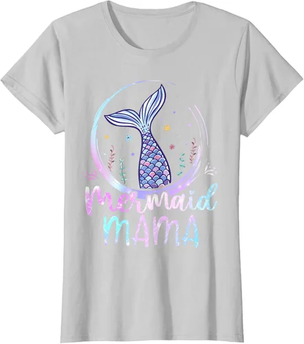 Vista 24 de Camiseta de sirena para mujer, diseño de cola de sirena para cumpleaños, playa, cola de sirena, Negro