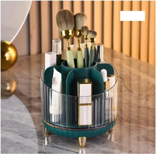 Vista 9 de Makeup 360° Rotating Makeup Brush Holder Lipstick Organizer 6 Slot Desktop for Cosmetic Pen Eyeliner Storage Organizer(A)