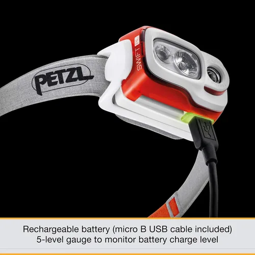 Vista 6 de PETZL, Lámpara Swift Rl Negro, Compacto, Muy Potente y Recargable Con Tecnología Reactive Lighting. 900 lúmenes.