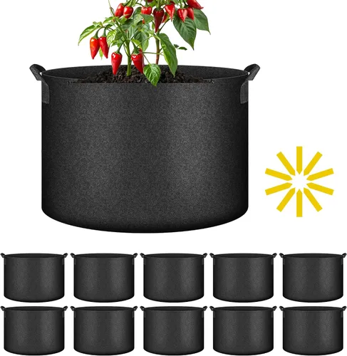 Vista 28 de iPower Paquete de 10 bolsas de 3 galones para plantas de tela no tejida gruesa resistente para cultivo de papas, contenedor duradero con aireación