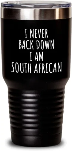 Vista 7 de I Never Back Down I'm South African Tumbler Funny South Africa Gift For Men Women Strong Nation Pride Quote Gag Joke Insulated Cup With Lid Black 20