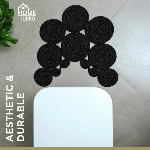 Vista 5 de Alfombra de baño bohemia de yute Alfombra de inodoro lavable hecha a mano Alfombra de baño moderna Decoración de baño bohemia tejida de doble