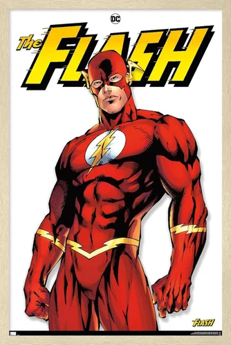 Vista 7 de Trends International DC Comics - Póster de pared The Flash Feature Series, 14.72 x 22.37 pulgadas, versión enmarcada de madera de granero