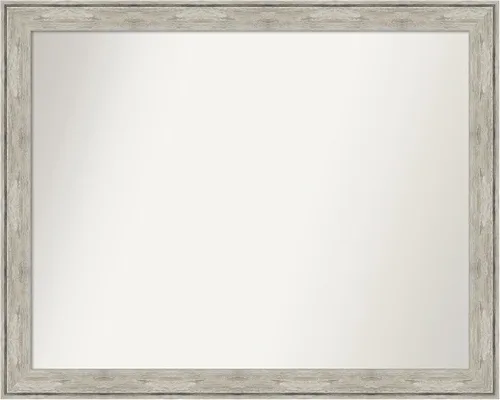 Vista 506 de Amanti Art Espejo de baño plateado para sobre el fregadero, 28 x 37 pulgadas, elegante espejo rectangular de peltre cepillado, marco de madera