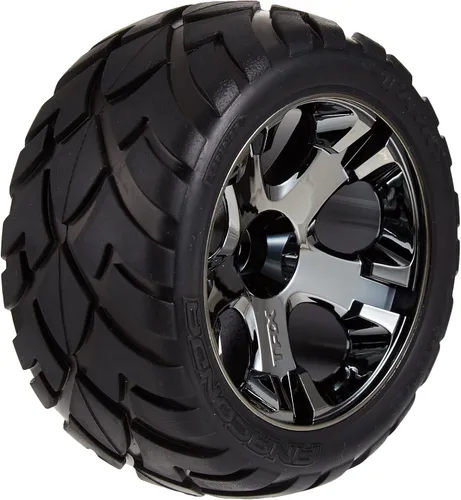 Vista 2 de Neumáticos Anaconda 3776 A de 2.8 pulgadas montados en ruedas All-Star black-chrome, Traxxas