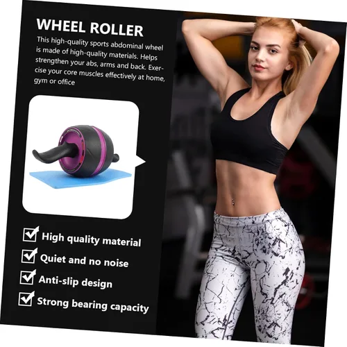 Vista 5 de Rueda de rodillo abdominal con asas ergonómicas y núcleo de alfombrilla extra, rueda de entrenamiento para gimnasio en casa, adecuada