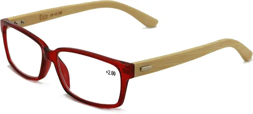 Vista 5 de Vision World - Gafas de lectura rectangulares de bambú genuino para hombres y mujeres