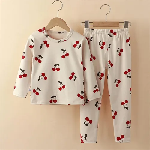Vista 2 de TBUIALL Conjunto de pijama de manga larga con dibujos animados para niños y niñas