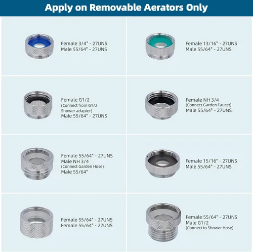 Vista 2 de Hibbent Kit de adaptador de grifo de 18 piezas, juego de adaptador de aireador de latón para grifo con aireador extraíble para conectar la manguera