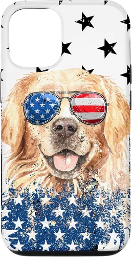 Vista 28 de Golden Retriever American Flag Cream Retriever 4th of July Case for iPhone 17