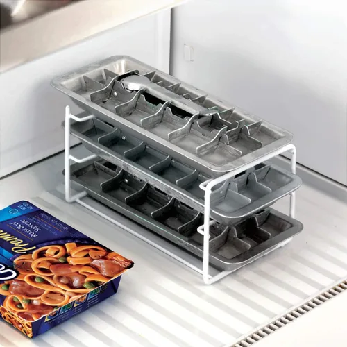 Vista 3 de Bandejas vintage de aluminio para cubitos de hielo, juego de 2, cada