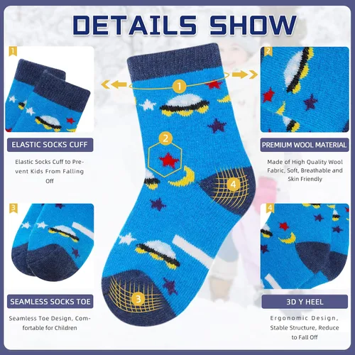 Vista 52 de Eocom 6 pares de calcetines de invierno cálidos de lana para niños y niñas