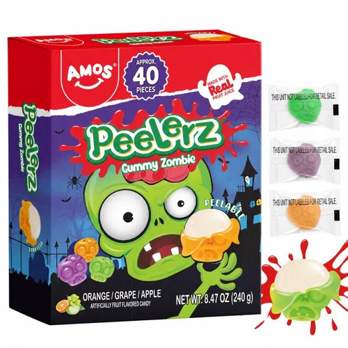 Vista 13 de AMOS Peelerz - Paquete variado de gomitas pelables, sabor mango, uva, manzana verde y piña, hecho con jugo de fruta real, 4 bolsas, 13.22 oz (375 g)