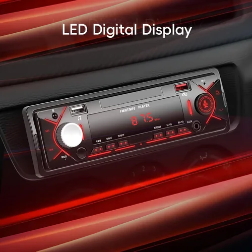 Vista 7 de Estéreo de coche de un solo DIN con Bluetooth 5.0 manos libres Llamadas Digital Receptor estéreo para coche Radio FM Reproductor MP3 Sistema
