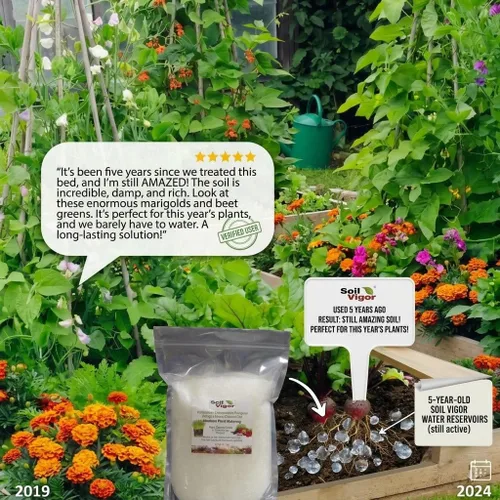 Vista 3 de Soil Vigor - Cristales absorbentes de agua de 50 libras, polímero superabsorbente de potasio (SAP) para césped, jardines y plantas en maceta
