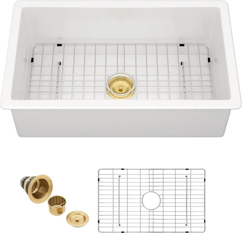 Vista 19 de Lavandería blanca de 24 "x18" Lavabo de porcelana de cerámica de Blanco