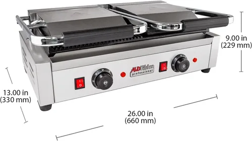 Vista 6 de ALDKitchen Panini Sandwich Press Grill 220V Electric Durable Stainless Steel Construction with Adjustable Temperature Control