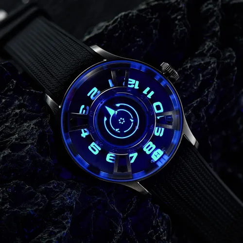 Vista 3 de Original Mens Luxury Easy Reader Reloj automático de cuerda automática de acero inoxidable de caucho impermeable luminoso Relojes de pulsera