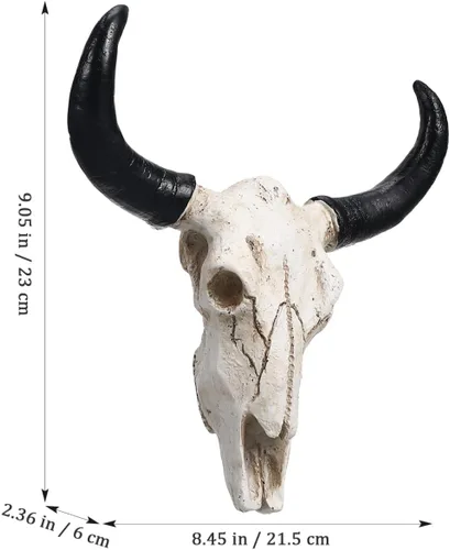 Vista 4 de SEWACC Decoración de calavera para Halloween, diseño de calavera de vaca, resina, decoración de pared de animales, colgante colgante, manualidades
