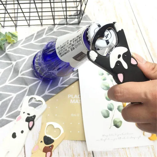 Vista 2 de Abrebotellas con forma de perro Husky animal, Abridores de botellas de cerveza con imán de refrigerador, abrebotellas de regalo de suministros
