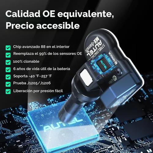 Vista 3 de Autel TPMS - Sensores MX, sensor TPMS de 315MHz y 433MHz 2 en 1, sensor de presión de neumáticos insertable, sistema de monitoreo de presión