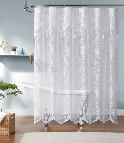 Vista 14 de Warm Home Designs Cortina de ducha negra con cenefa. LA Black 36 Negro