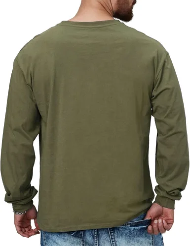 Vista 4 de H HYFOL Camisetas gráficas para hombre con la bandera de Estados Unidos de algodón de manga larga patriótica americana cuello redondo camisetas