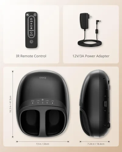 Vista 7 de Máquina masajeadora Shiatsu de pies con 3 niveles de calor, masaje profundo, compresión de aire, control remoto para fascitis plantar, neuropatía