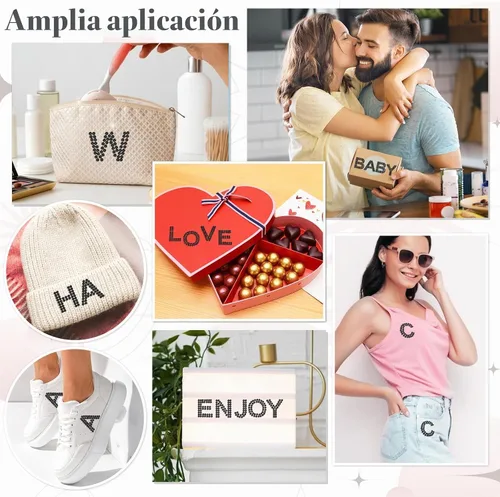 Vista 7 de 170 piezas de pegatinas de letras de diamantes de imitación, 5 hojas, pegatinas autoadhesivas de diamantes con brillo, alfabeto de diamantes de 1.57
