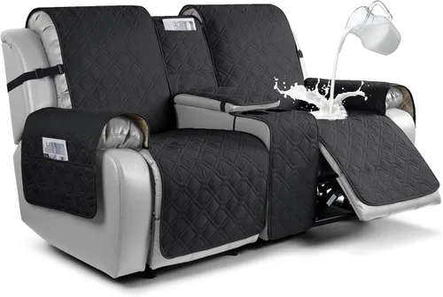 Vista 10 de VANSOFY Funda para Sofá de Dos Plazas Reclinable con Consola 100% Impermeable Fundas de Sofá Antideslizantes Funda de Sofá Reclinable Dividida Azuree
