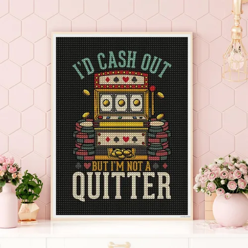 Vista 2 de I'd Cash Out But I'm Not A Quitter Las Vegas Casino DIY 5D Diamond Painting Dibujo Imágenes por números, kits de punto de cruz, diamantes