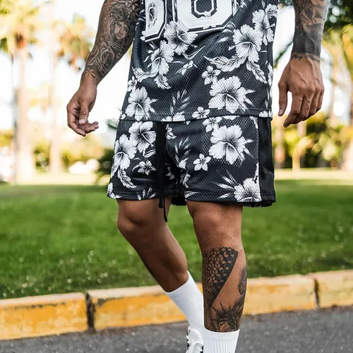 Vista 3 de MECH-ENG Men's Paisley Shorts Retro Graphic Athletic Running Mesh Lightweight Beach Summer Shorts