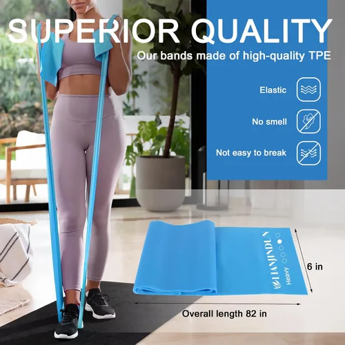 Vista 4 de 5-Piece Resistance Bands Set, 5.9 ft, Latex-Free for Exercise and Therapy Elastic Bands for Stretching, Physical Therapy, Yoga, Pilates and Home