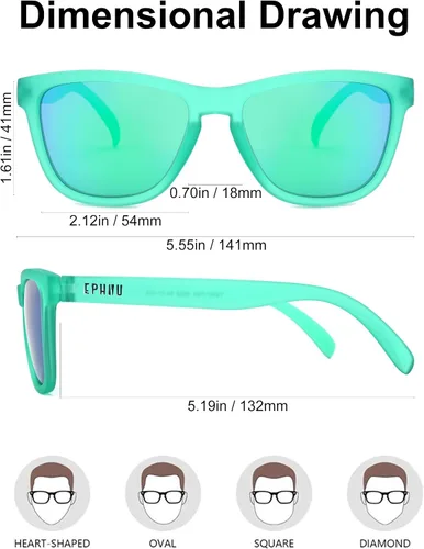 Vista 2 de EPHIU Lentes de sol polarizados para hombres y mujeres, lentes de espejo unisex para correr, senderismo, ciclismo, sin rebote, sin deslizamiento