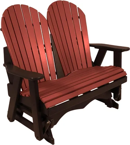 Vista 47 de Silla mecedora Aruba Adirondack de 2 pies, fabricada en Amish, madera de polietileno para exteriores, accesorios de acero inoxidable, fabricada