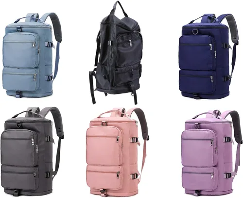 Vista 5 de Mochila deportiva para gimnasio, bolsa de viaje, bolsa de hombro, mochila casual para hombres y mujeres, Púrpura, Morado