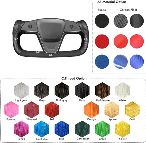 Vista 8 de MEWANT Fundas de volante para volante estilo yugo para Tesla Model S 2021-2023/Model X 2021-2023
