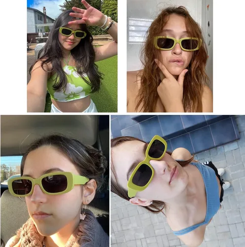 Vista 5 de Tskestvy Gafas de sol rectangulares para mujer, gafas de sol retro de los años 90, modernas, Y2K, estéticas, vintage, cuadradas