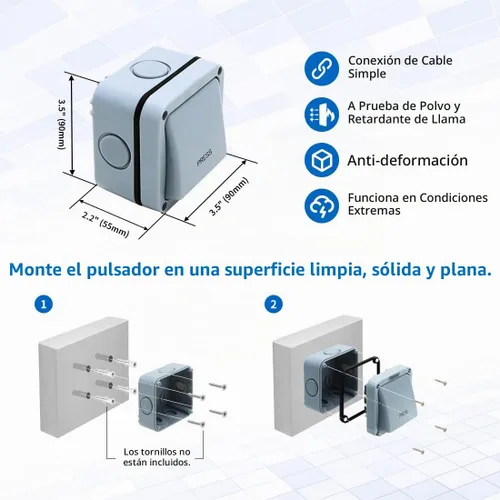Vista 5 de TOPENS TC148 - Pulsador de pared con cable impermeable